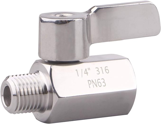 1/4 inch Stainless Mini Ball Valve NPT Female x Male Thread
