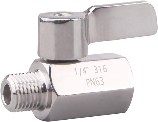 1/4 inch Stainless Mini Ball Valve NPT Female x Male Thread