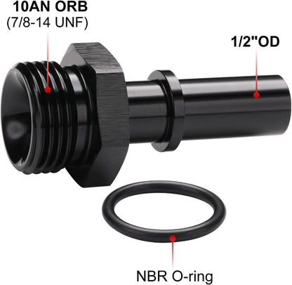 10AN -10 ORB Male to 1/2" SAE Quick Disconnect Connect Male Push On EFI Fuel Fitting Adapter Straight Aluminum Black