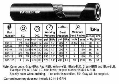 Parker 801-10 Hose - Black